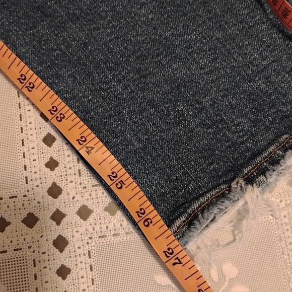 🆕 Madewell Blue Slim Demi Boot Frayed Raw Hem Jeans, Size 27, New - Picture 13 of 14